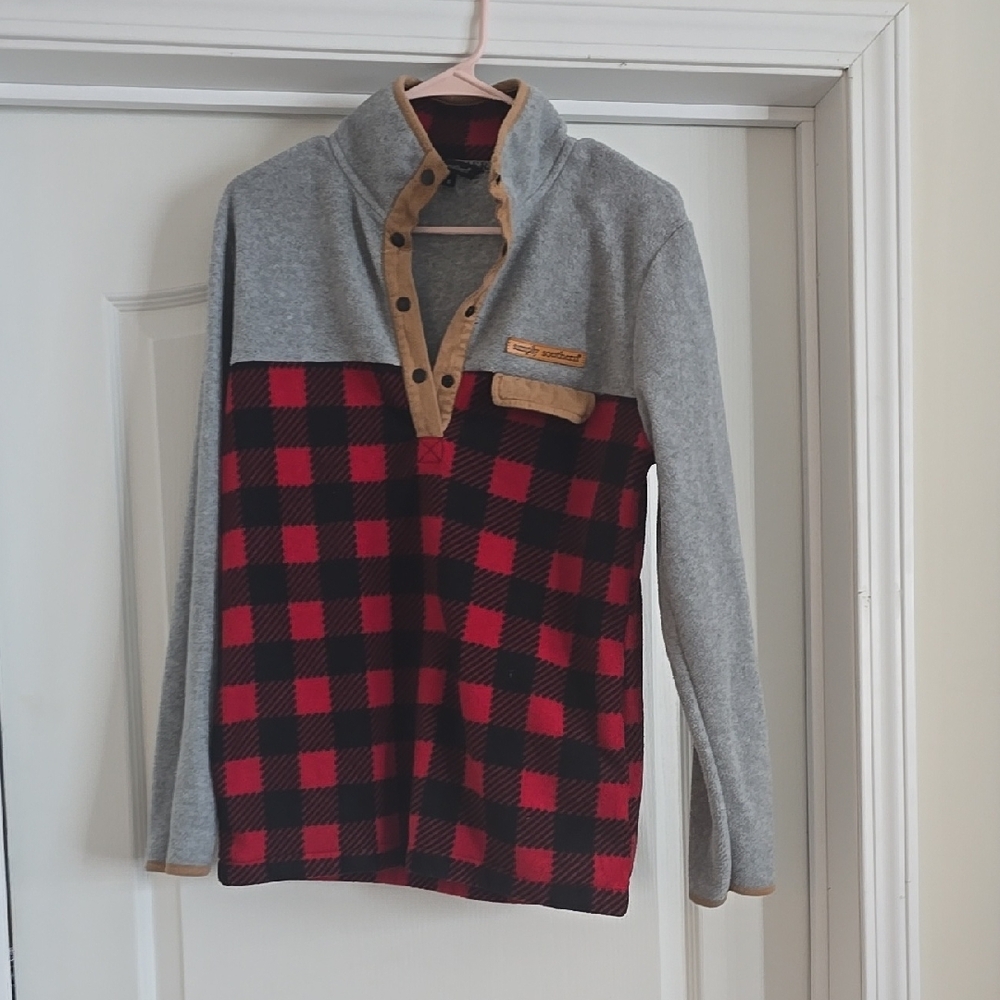 Columbia Red and Gray Plaid Pullover